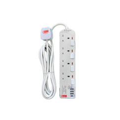 DT 714C1 4 Gang 3A 1C USB With Timer (3M) White