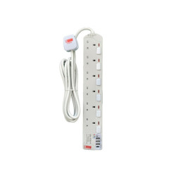DT 716C1 6 Gang 3A 1C USB With Timer (3M) White