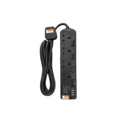 DT 714C1 4 Gang 3A 1C USB With Timer (3M) Black