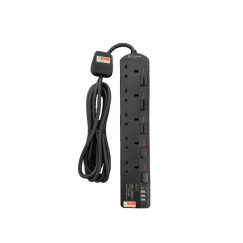 DT 715C1 5 Gang 3A 1C USB With Timer (3M) Black