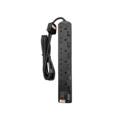 DT 716C1 6 Gang 3A 1C USB With Timer (3M) Black